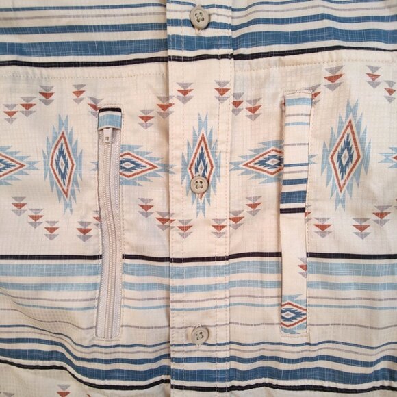 NWOT Ariat Men's Cream/ Blue Southwest Print VentTek Classic Fit Button-Down Sho - Picture 8 of 8